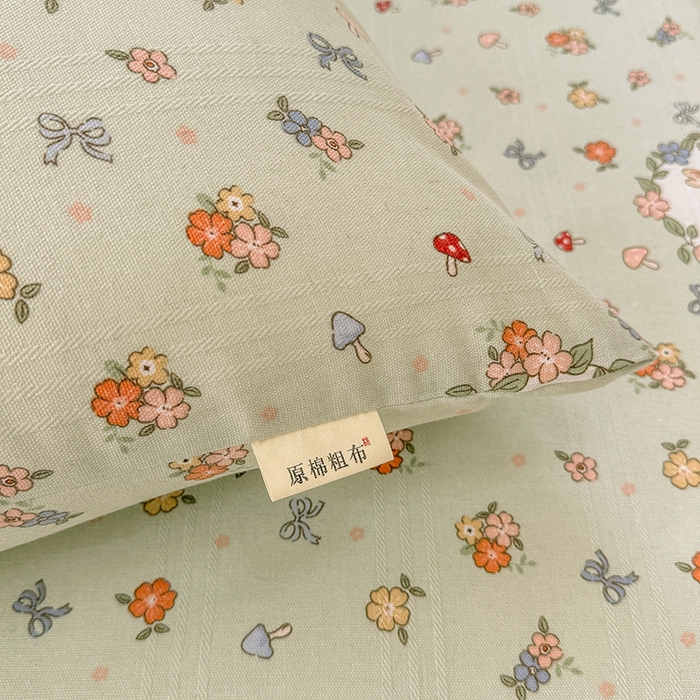 91家纺网 家纺一手货源 找家纺 爱彼家纺 2025新款原棉老粗布床单床单单件凉席席子 绿朵清辰