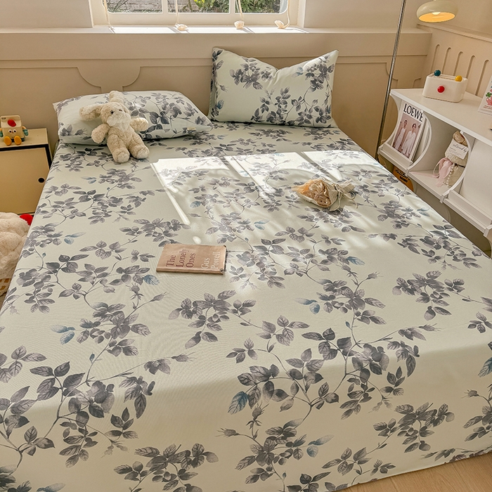 91家纺网 家纺一手货源 找家纺 爱彼家纺 2025新款原棉老粗布床单床单单件凉席席子 叶落缤纷