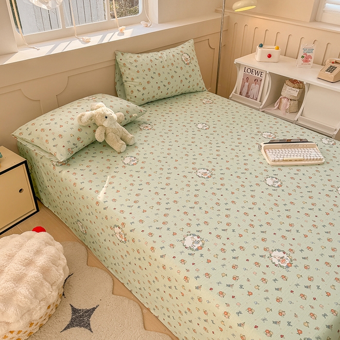 91家纺网 家纺一手货源 找家纺 爱彼家纺 2025新款原棉老粗布床单床单单件凉席席子 绿朵清辰