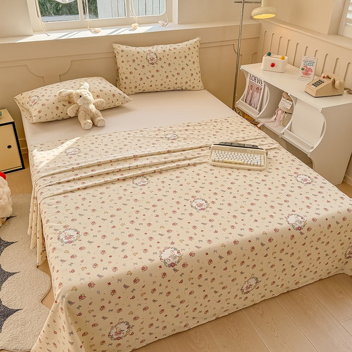 91家纺网 家纺一手货源 找家纺 爱彼家纺 2025新款原棉老粗布床单床单单件凉席席子 白朵花园