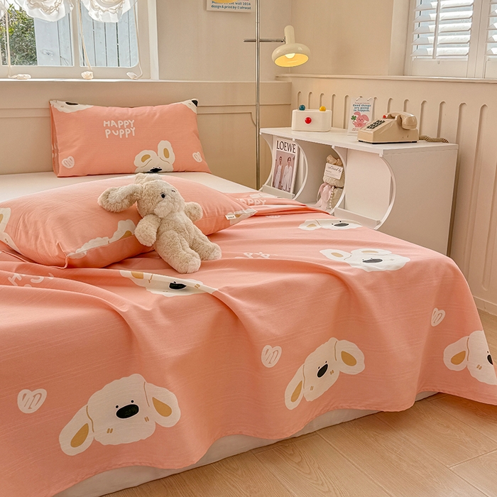 91家纺网 家纺一手货源 找家纺 爱彼家纺 2025新款原棉老粗布床单床单单件凉席席子 嗨皮小狗