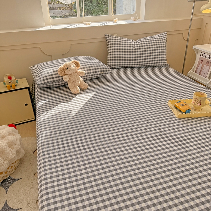 91家纺网 家纺一手货源 找家纺 爱彼家纺 2025新款原棉老粗布床单床单单件凉席席子 暖阳-黑白格