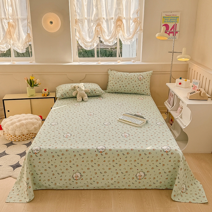 91家纺网 家纺一手货源 找家纺 爱彼家纺 2025新款原棉老粗布床单床单单件凉席席子 绿朵清辰