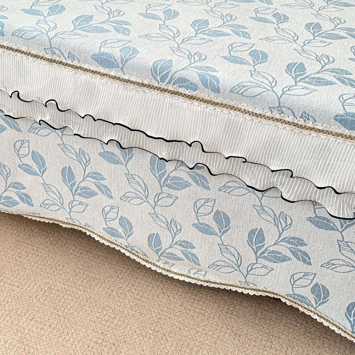 91家纺网 家纺一手货源 找家纺 手艺人家纺 2025新款雪尼尔复合炕盖XK3758-3760√ XK3759蓝