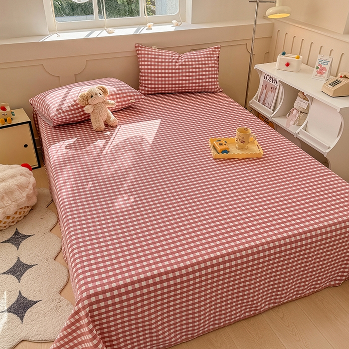 91家纺网 家纺一手货源 找家纺 爱彼家纺 2025新款原棉老粗布床单床单单件凉席席子 暖阳-蜜桃格