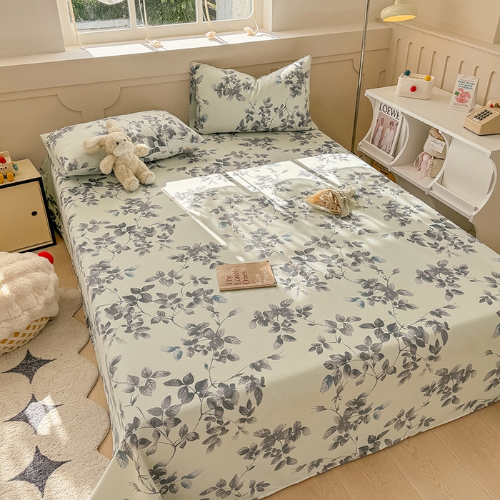 91家纺网 家纺一手货源 找家纺 爱彼家纺 2025新款原棉老粗布床单床单单件凉席席子 叶落缤纷