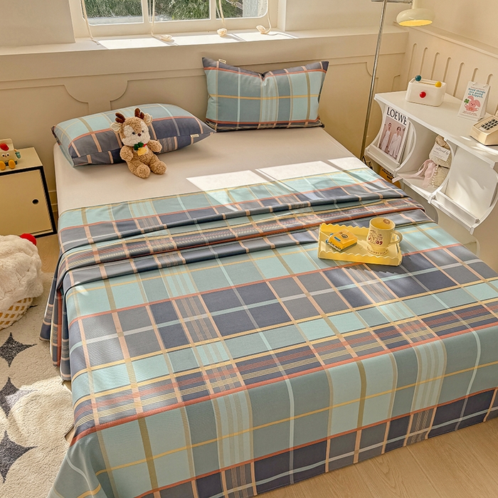 91家纺网 家纺一手货源 找家纺 爱彼家纺 2025新款原棉老粗布床单床单单件凉席席子 古奈-绿