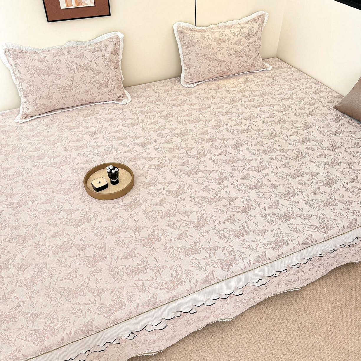 91家纺网 家纺一手货源 找家纺 手艺人家纺 2025新款雪尼尔复合炕盖XK3758-3760√ XK3760粉