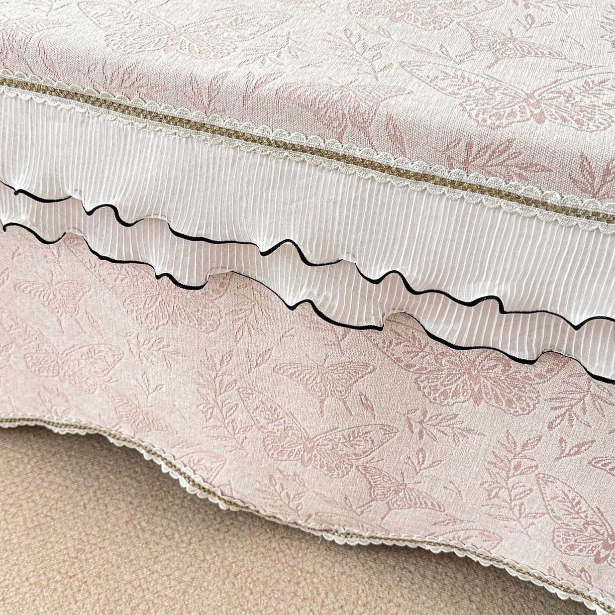 91家纺网 家纺一手货源 找家纺 手艺人家纺 2025新款雪尼尔复合炕盖XK3758-3760√ XK3760粉