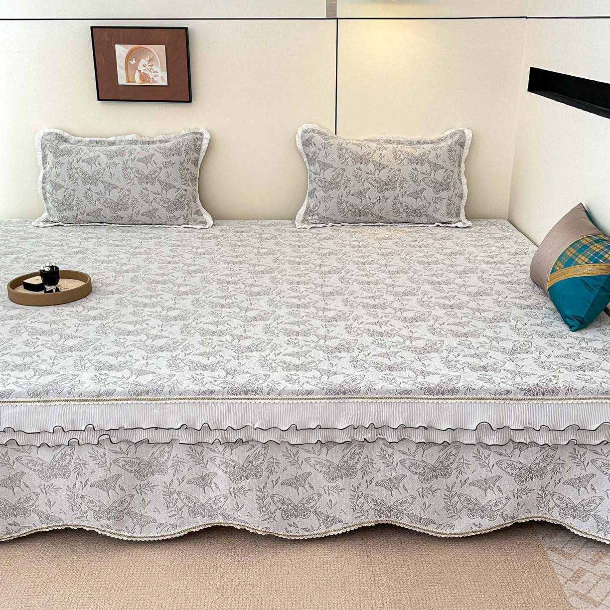 91家纺网 家纺一手货源 找家纺 手艺人家纺 2025新款雪尼尔复合炕盖XK3758-3760√ XK3760灰