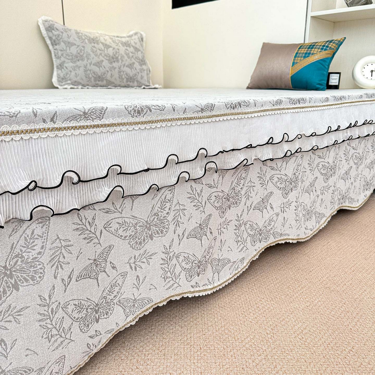 91家纺网 家纺一手货源 找家纺 手艺人家纺 2025新款雪尼尔复合炕盖XK3758-3760√ XK3760灰