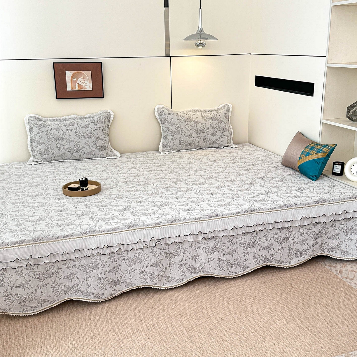 91家纺网 家纺一手货源 找家纺 手艺人家纺 2025新款雪尼尔复合炕盖XK3758-3760√ XK3760灰