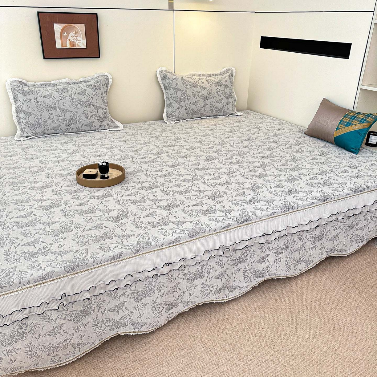 91家纺网 家纺一手货源 找家纺 手艺人家纺 2025新款雪尼尔复合炕盖XK3758-3760√ XK3760灰