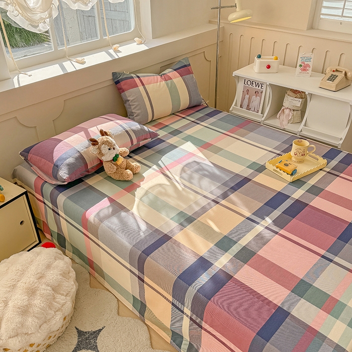 91家纺网 家纺一手货源 找家纺 爱彼家纺 2025新款原棉老粗布床单床单单件凉席席子 古奈-豆沙