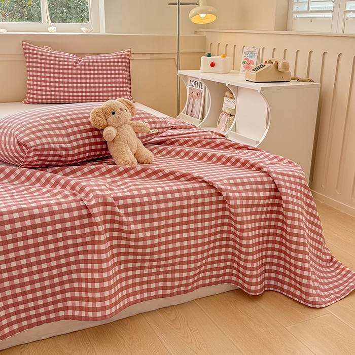 91家纺网 家纺一手货源 找家纺 爱彼家纺 2025新款原棉老粗布床单床单单件凉席席子 暖阳-蜜桃格