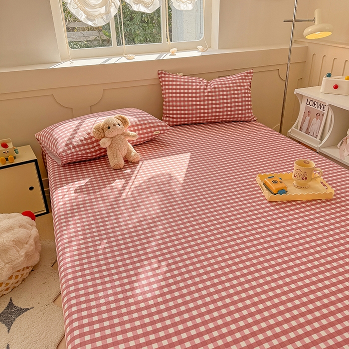 91家纺网 家纺一手货源 找家纺 爱彼家纺 2025新款原棉老粗布床单床单单件凉席席子 暖阳-蜜桃格