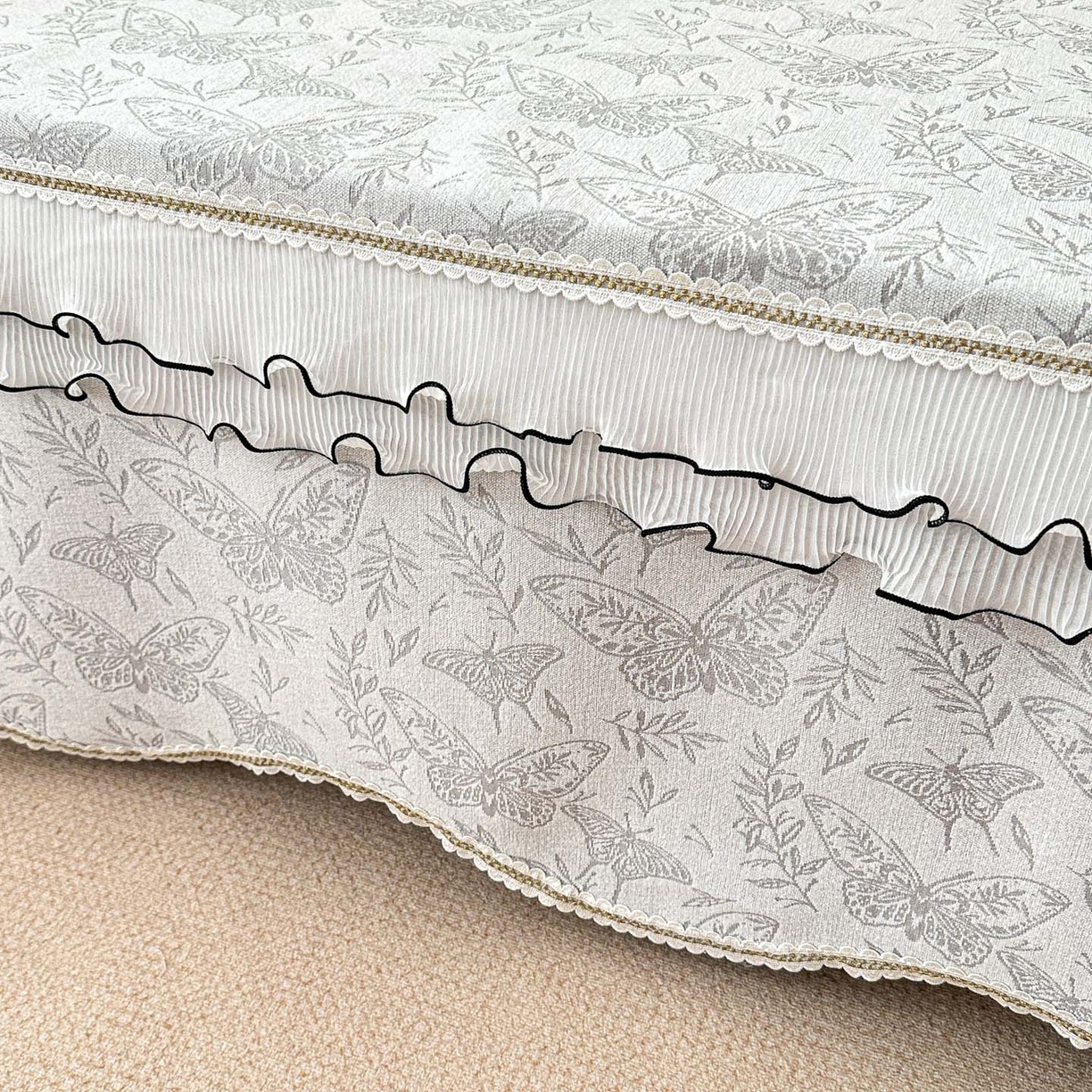 91家纺网 家纺一手货源 找家纺 手艺人家纺 2025新款雪尼尔复合炕盖XK3758-3760√ XK3760灰