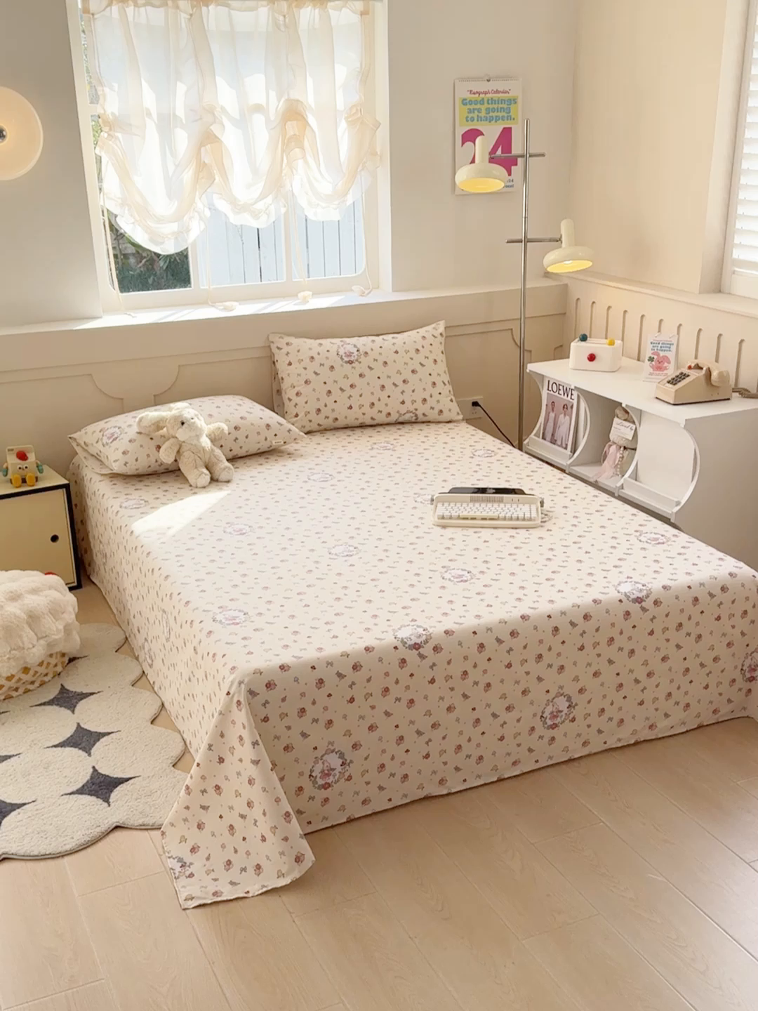 91家纺网 家纺一手货源 找家纺 爱彼家纺 2025新款原棉老粗布床单床单单件凉席席子 白朵花园