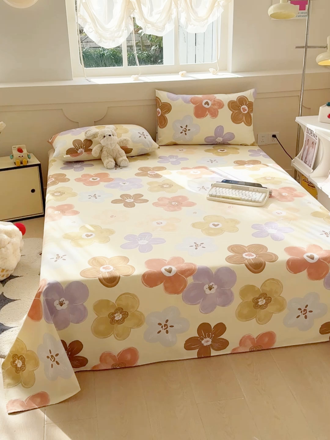 91家纺网 家纺一手货源 找家纺 爱彼家纺 2025新款原棉老粗布床单床单单件凉席席子 向阳花开