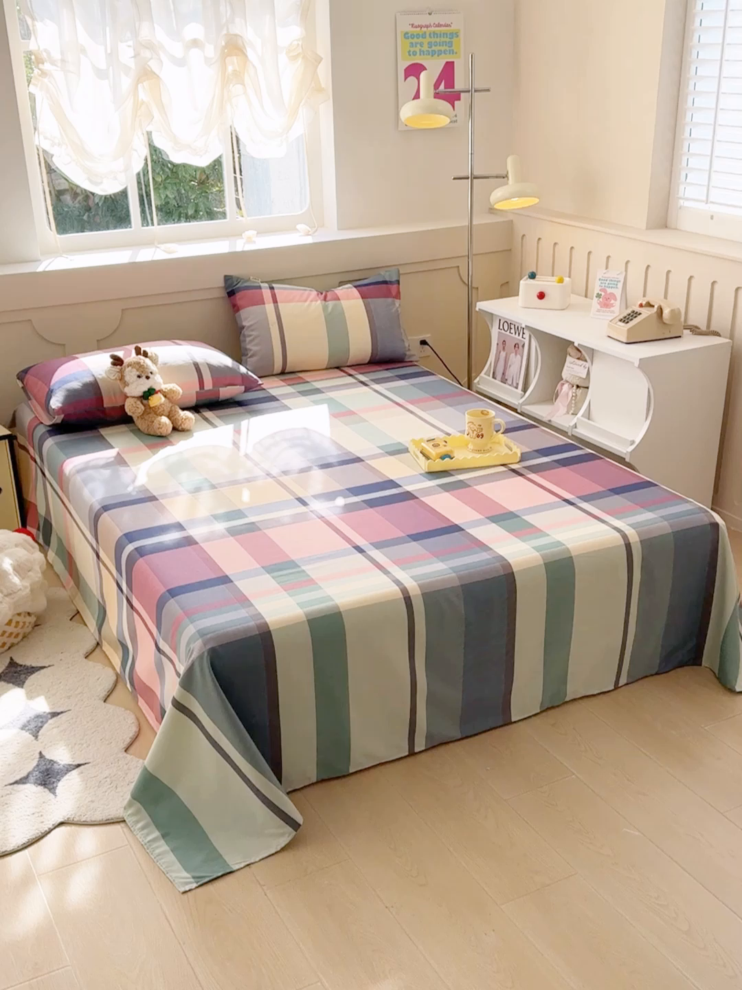 91家纺网 家纺一手货源 找家纺 爱彼家纺 2025新款原棉老粗布床单床单单件凉席席子 古奈-豆沙