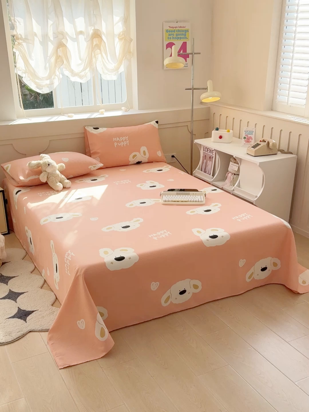 91家纺网 家纺一手货源 找家纺 爱彼家纺 2025新款原棉老粗布床单床单单件凉席席子 嗨皮小狗