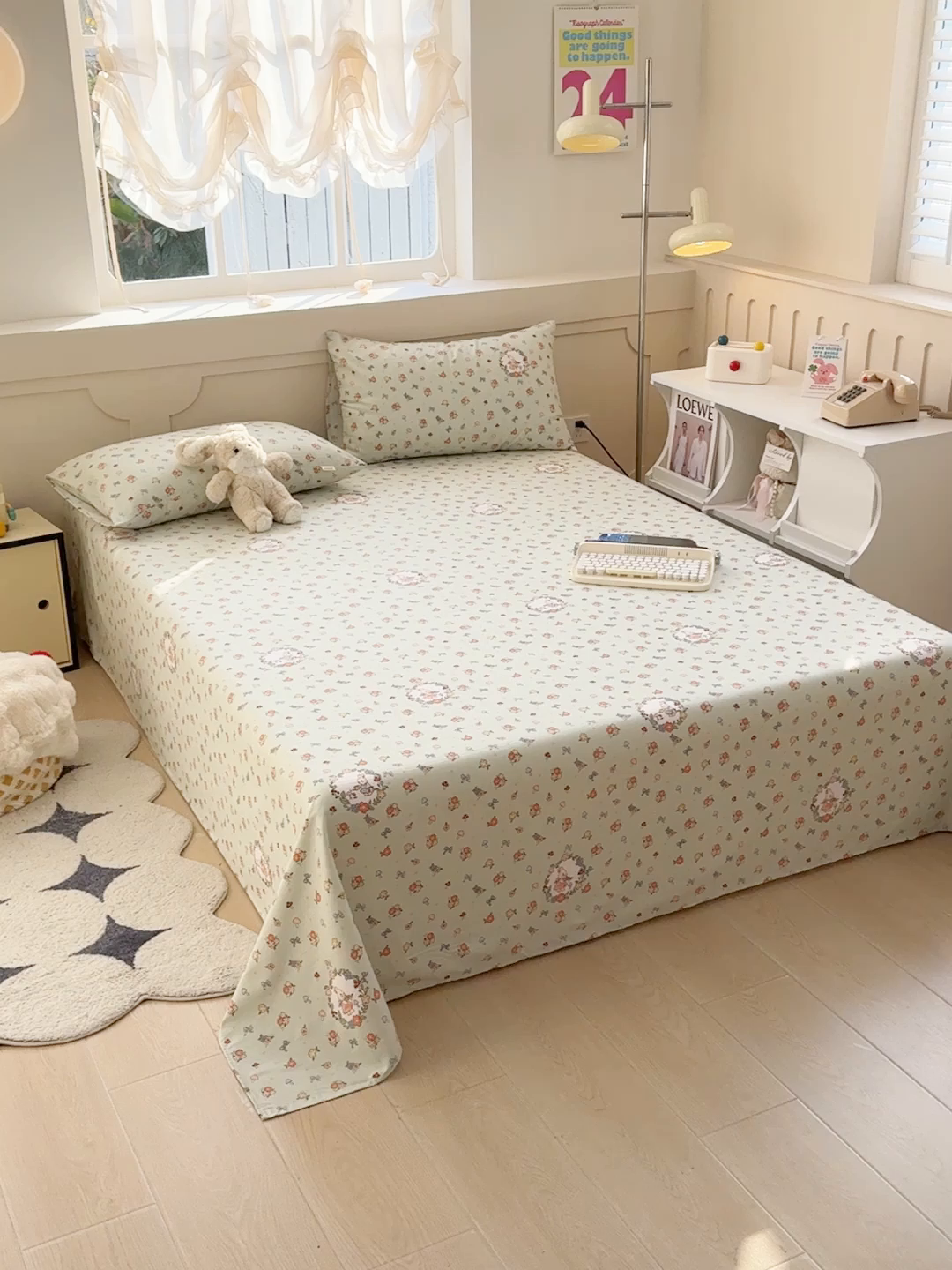 91家纺网 家纺一手货源 找家纺 爱彼家纺 2025新款原棉老粗布床单床单单件凉席席子 绿朵清辰