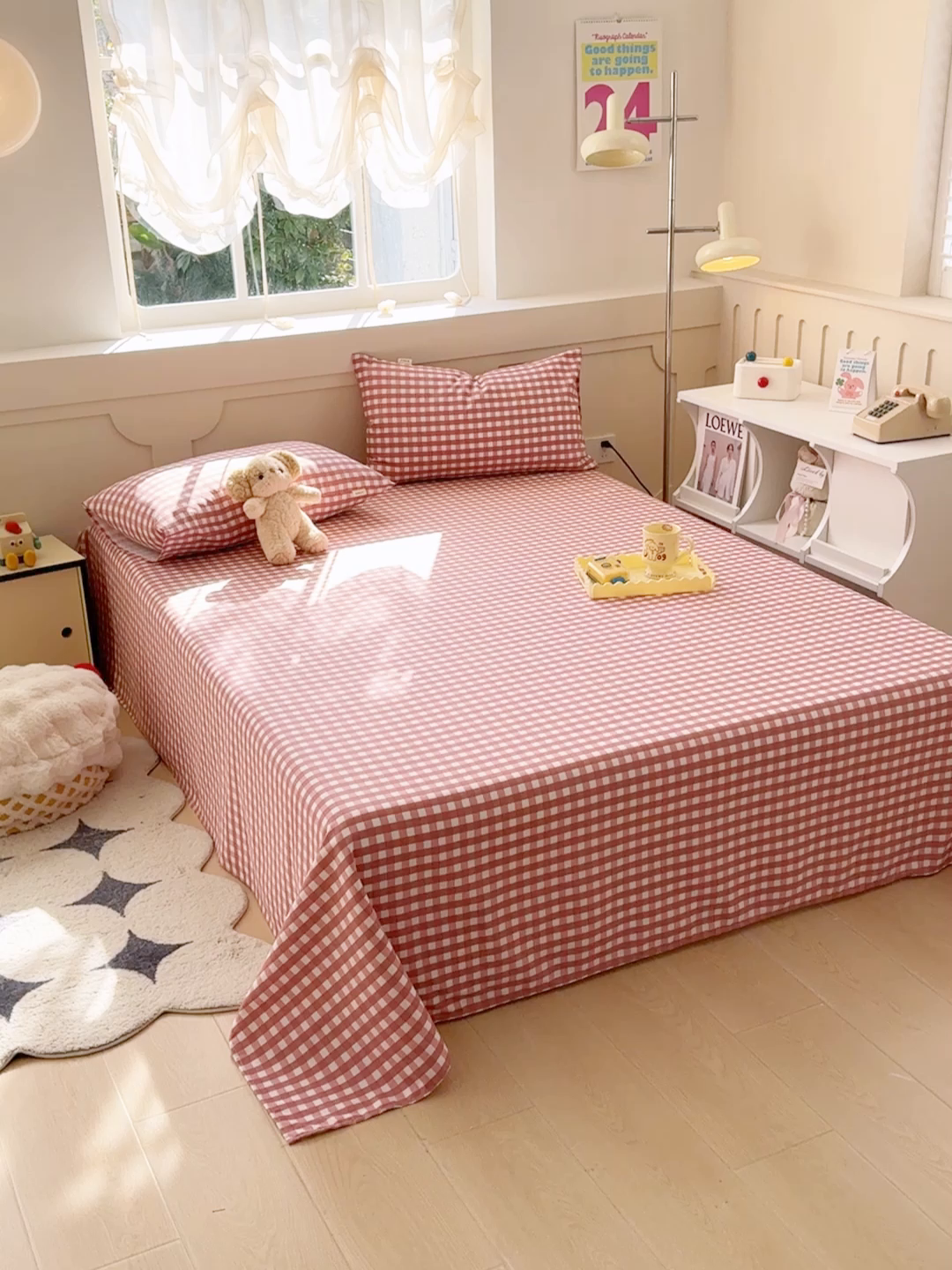 91家纺网 家纺一手货源 找家纺 爱彼家纺 2025新款原棉老粗布床单床单单件凉席席子 暖阳-蜜桃格