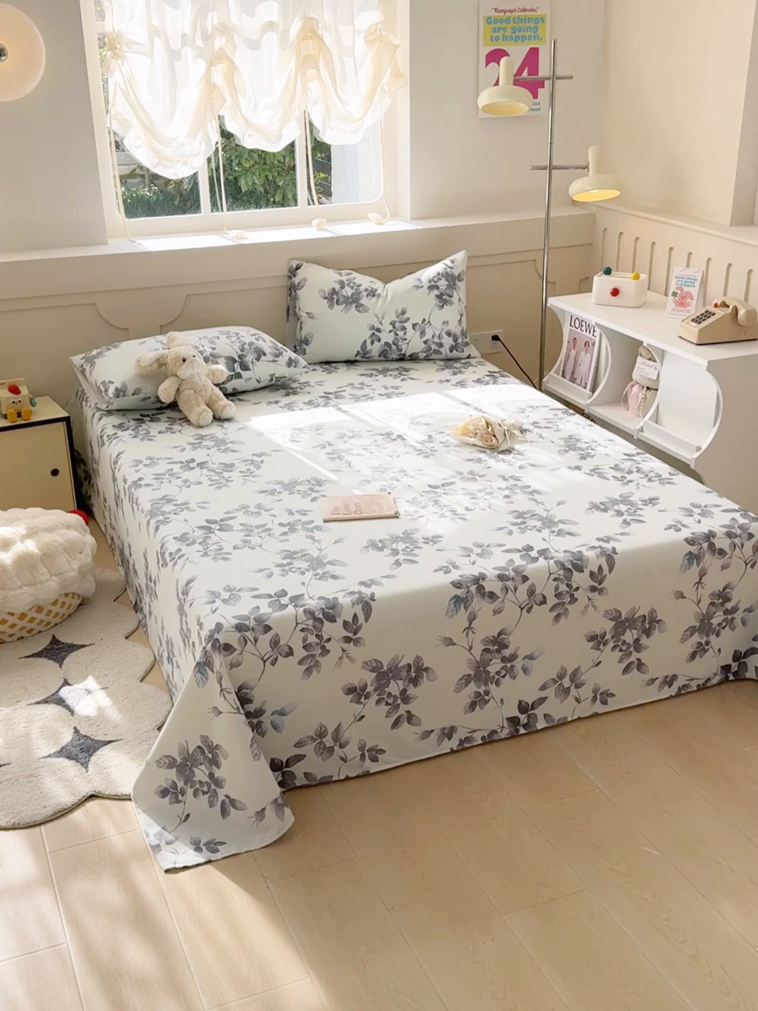 91家纺网 家纺一手货源 找家纺 爱彼家纺 2025新款原棉老粗布床单床单单件凉席席子 叶落缤纷