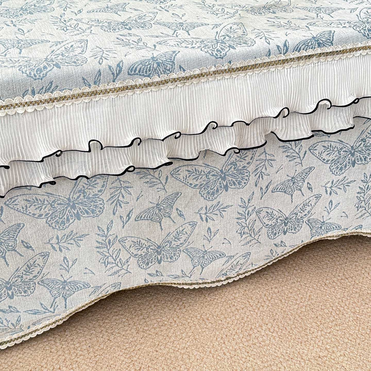 91家纺网 家纺一手货源 找家纺 手艺人家纺 2025新款雪尼尔复合炕盖XK3758-3760√ XK3760蓝