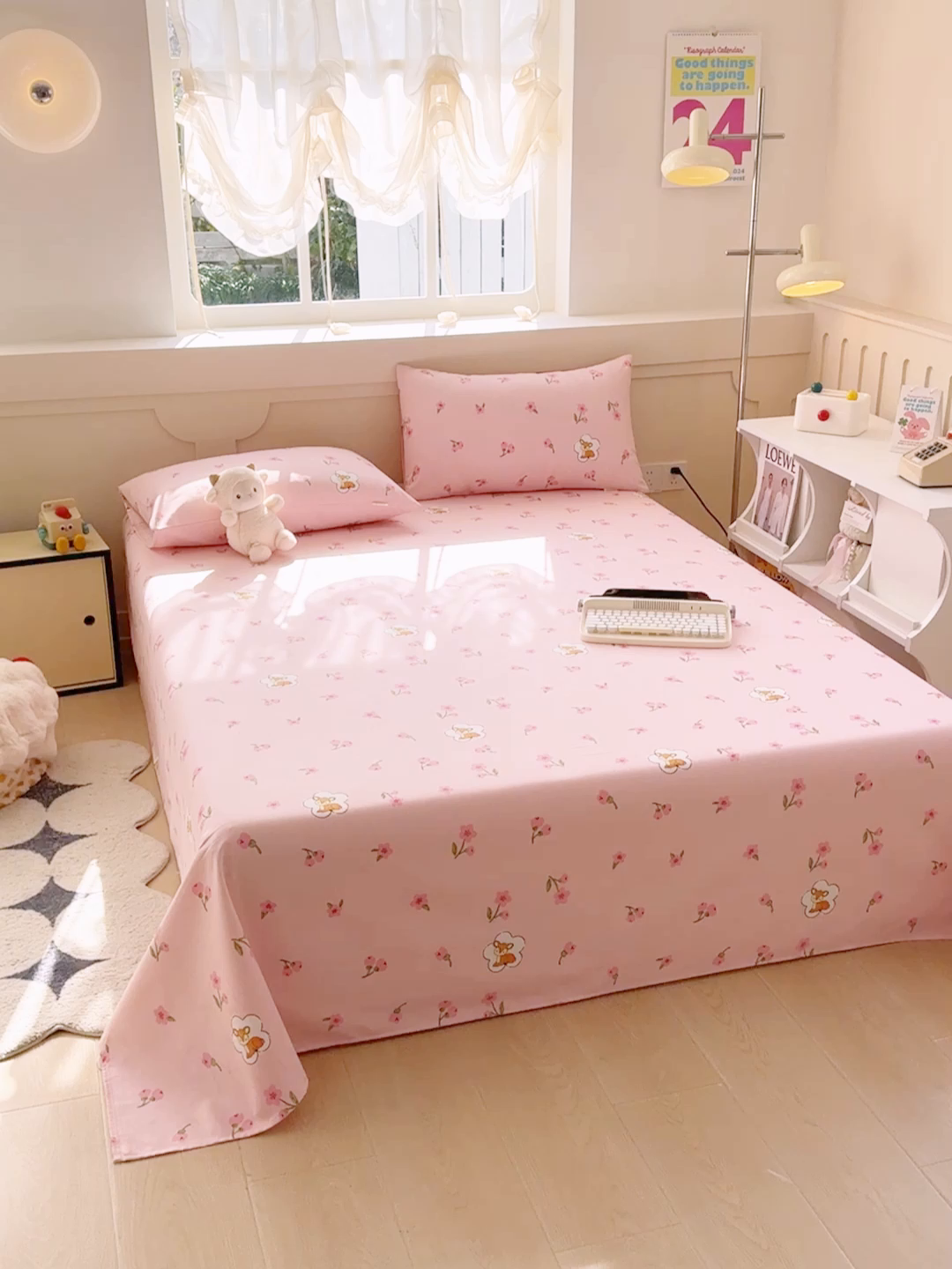 91家纺网 家纺一手货源 找家纺 爱彼家纺 2025新款原棉老粗布床单床单单件凉席席子 莓莓小鹿