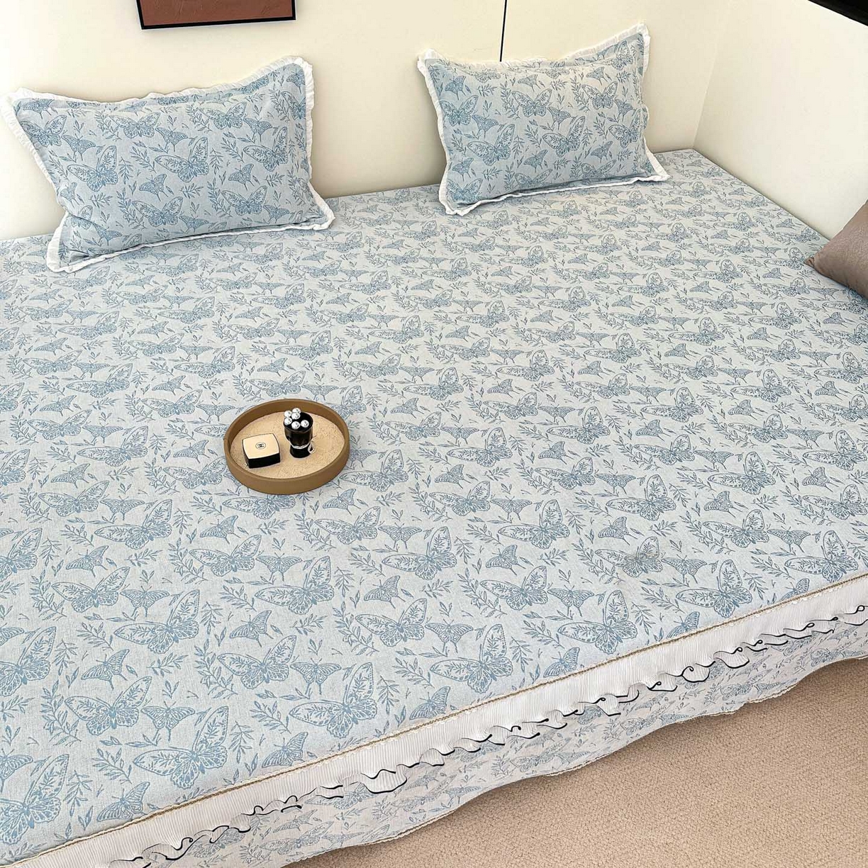 91家纺网 家纺一手货源 找家纺 手艺人家纺 2025新款雪尼尔复合炕盖XK3758-3760√ XK3760蓝