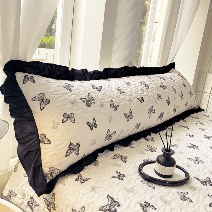 91家纺网 家纺一手货源 找家纺 （总）雨彤家纺2025新款赫本风水洗棉花边夹棉枕套双人款