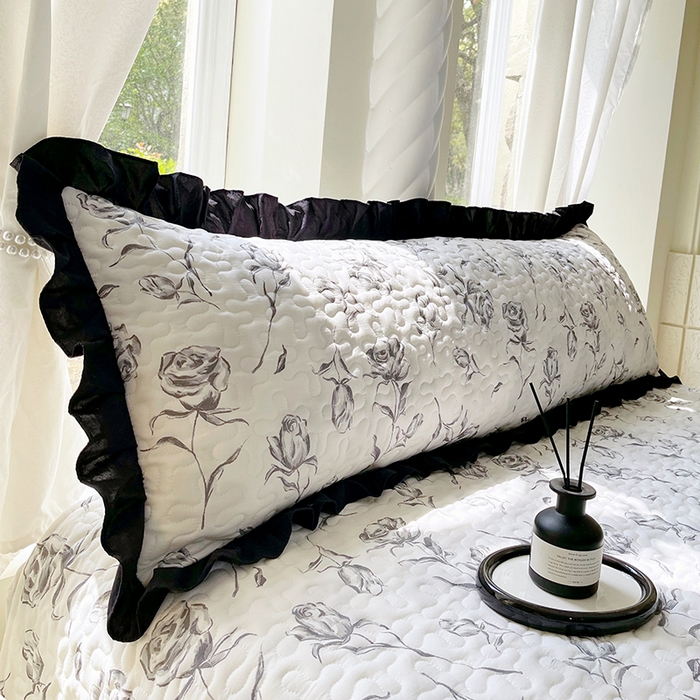 91家纺网 家纺一手货源 找家纺 （总）雨彤家纺2025新款赫本风水洗棉花边夹棉枕套双人款