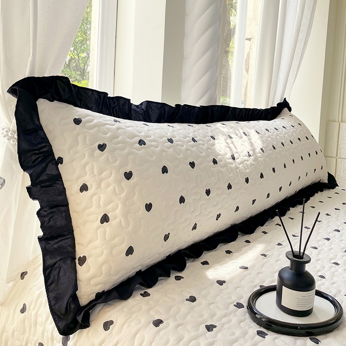 91家纺网 家纺一手货源 找家纺 （总）雨彤家纺2025新款赫本风水洗棉花边夹棉枕套双人款