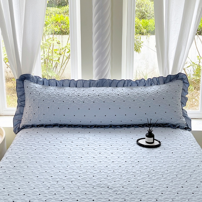 91家纺网 家纺一手货源 找家纺 （总）雨彤家纺2025新款赫本风水洗棉花边夹棉枕套双人款