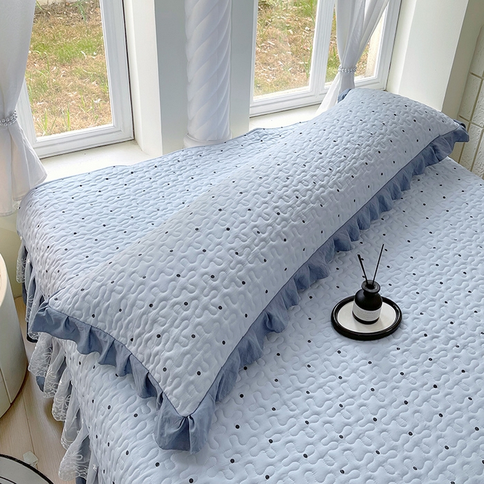 91家纺网 家纺一手货源 找家纺 （总）雨彤家纺2025新款赫本风水洗棉花边夹棉枕套双人款