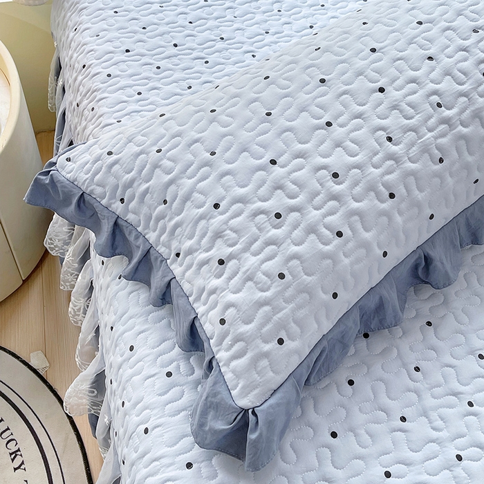 91家纺网 家纺一手货源 找家纺 雨彤家纺2025新款赫本风水洗棉花边夹棉枕套双人款 芋艿波波-兰