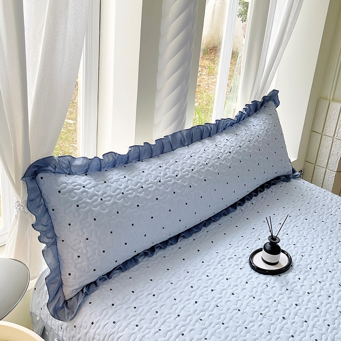 雨彤家纺2025新款赫本风水洗棉花边夹棉枕套双人款		 芋艿波波-兰