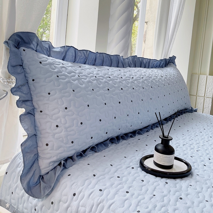 91家纺网 家纺一手货源 找家纺 雨彤家纺2025新款赫本风水洗棉花边夹棉枕套双人款 芋艿波波-兰