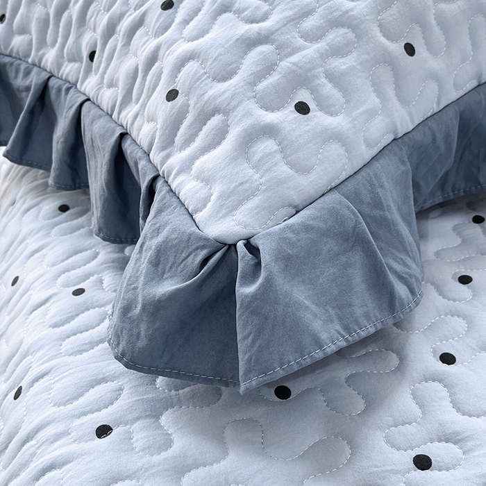 91家纺网 家纺一手货源 找家纺 雨彤家纺2025新款赫本风水洗棉花边夹棉枕套双人款 芋艿波波-兰