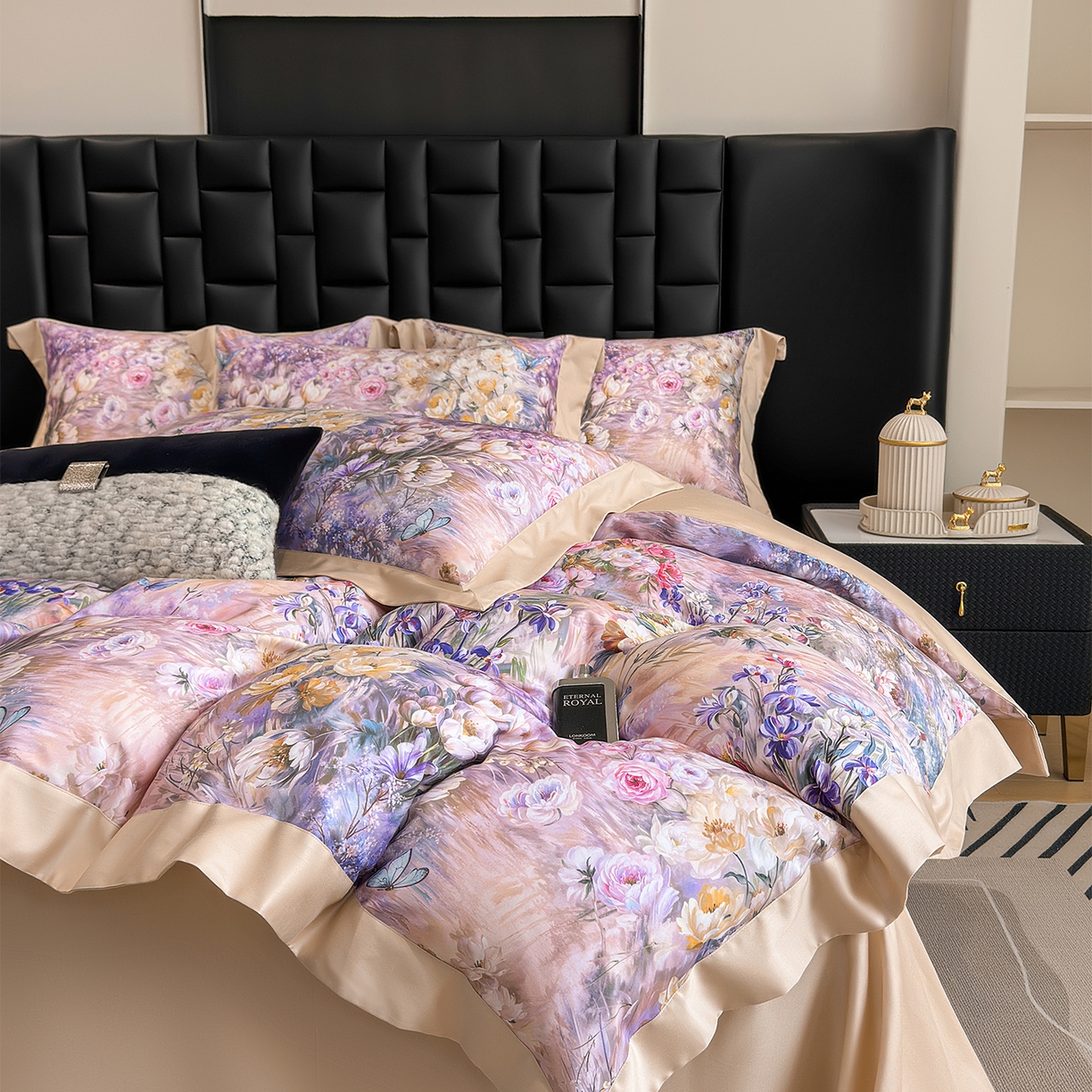 91家纺网 家纺一手货源 找家纺 元元家居（元元被业） 2026新款天丝棉四季款四件套-炫彩系列 恬静生活