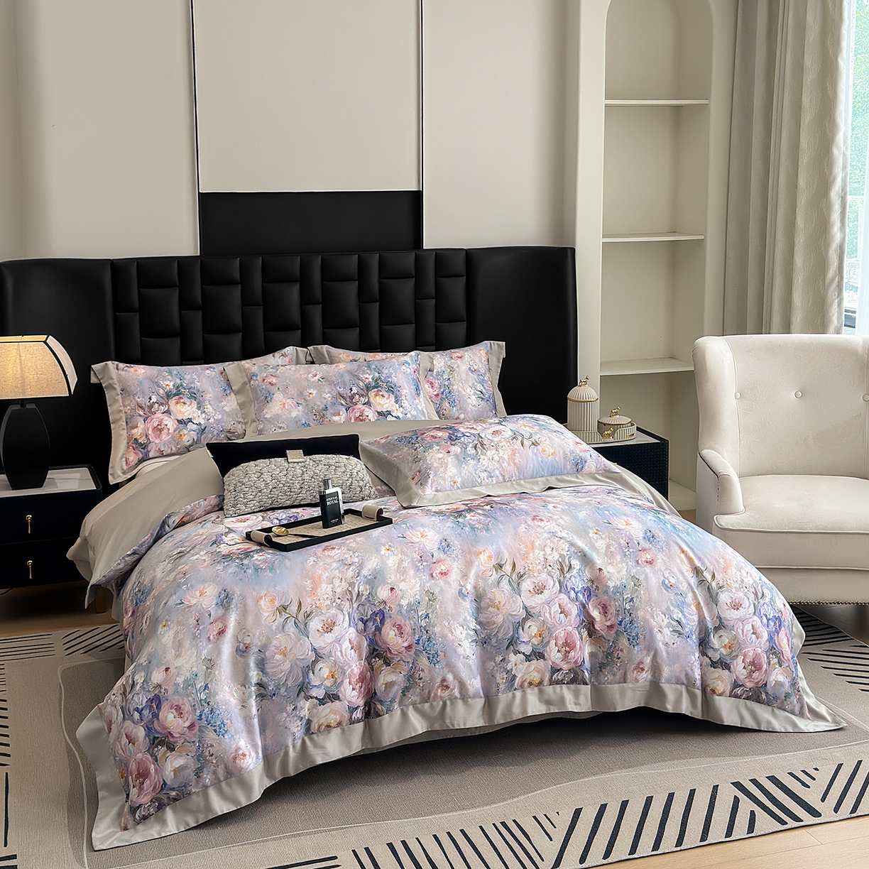 91家纺网 家纺一手货源 找家纺 元元家居（元元被业） 2026新款天丝棉四季款四件套-炫彩系列 爱丽丝