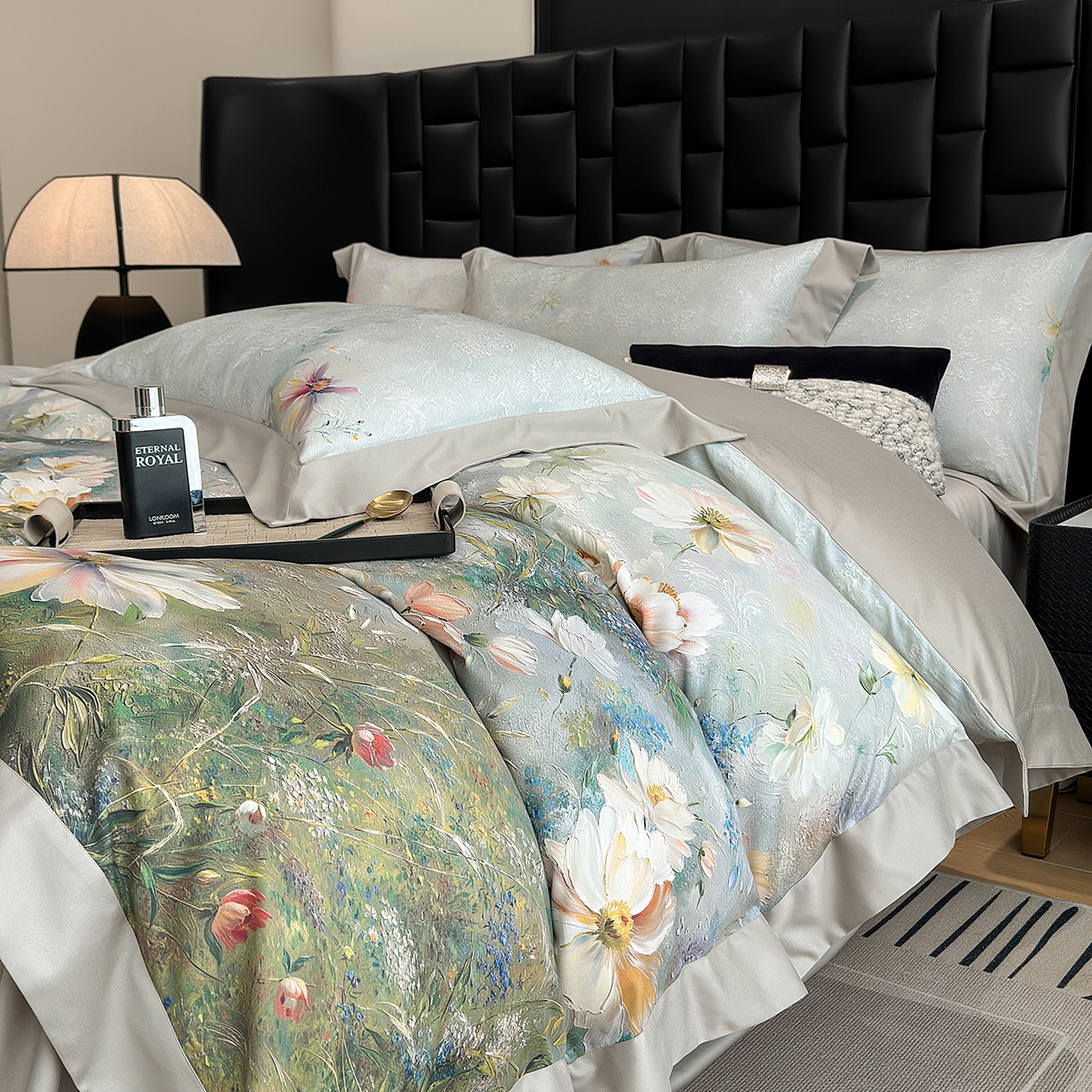 91家纺网 家纺一手货源 找家纺 元元家居（元元被业） 2026新款天丝棉四季款四件套-炫彩系列 春意