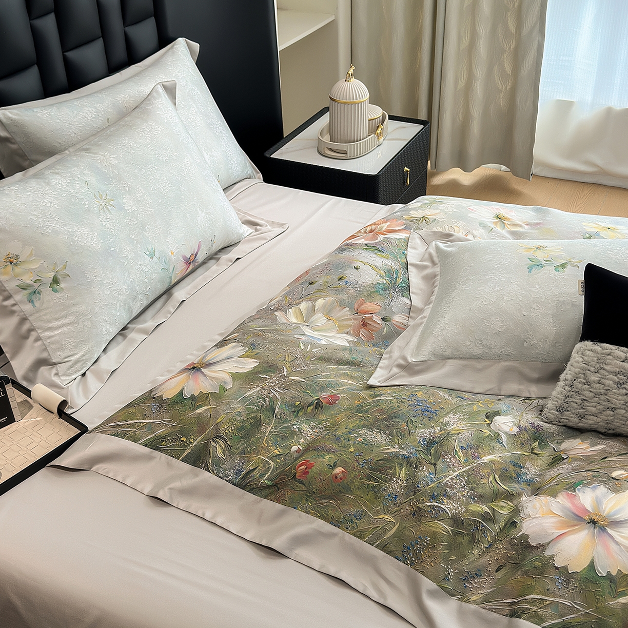 91家纺网 家纺一手货源 找家纺 元元家居（元元被业） 2026新款天丝棉四季款四件套-炫彩系列 春意