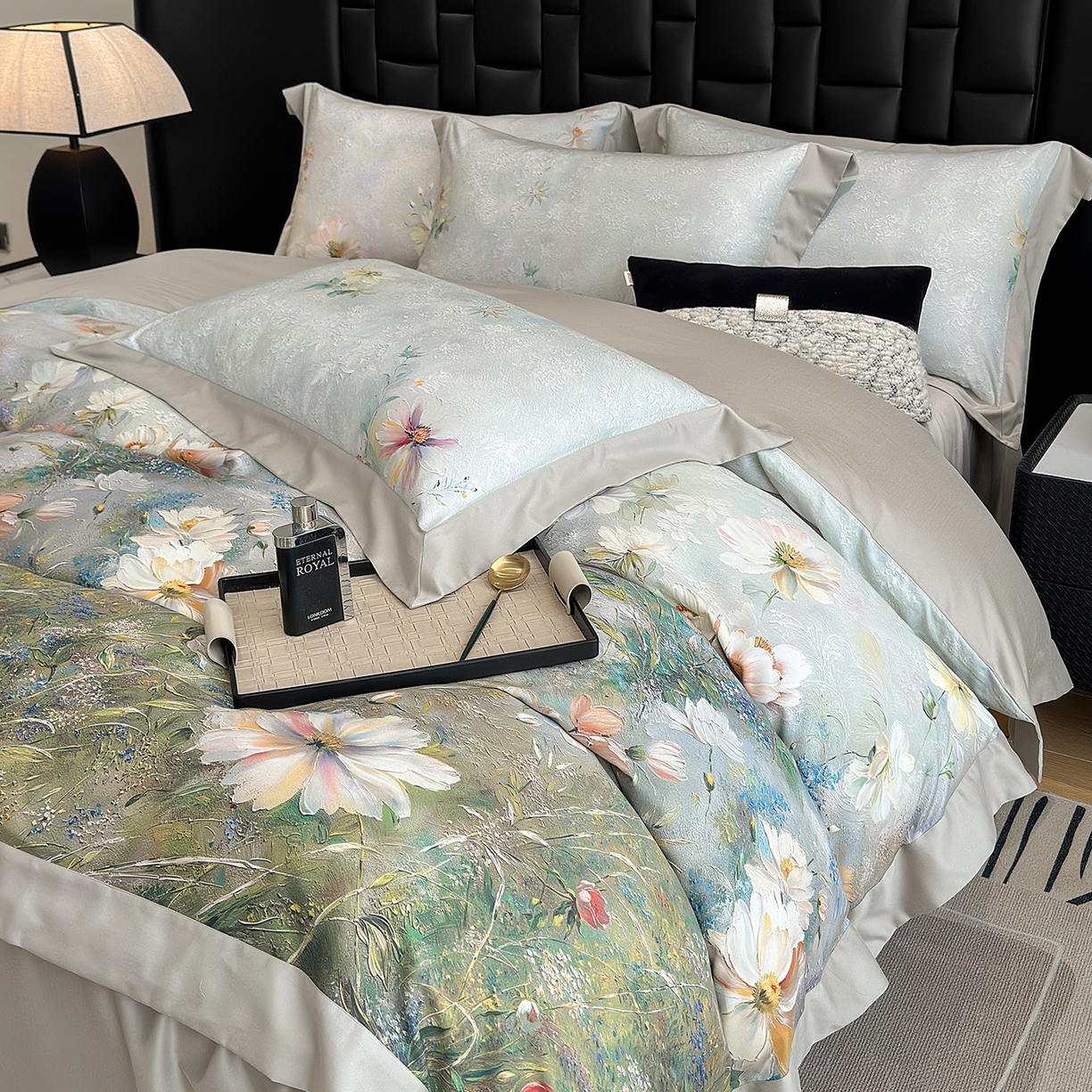 91家纺网 家纺一手货源 找家纺 元元家居（元元被业） 2026新款天丝棉四季款四件套-炫彩系列 春意