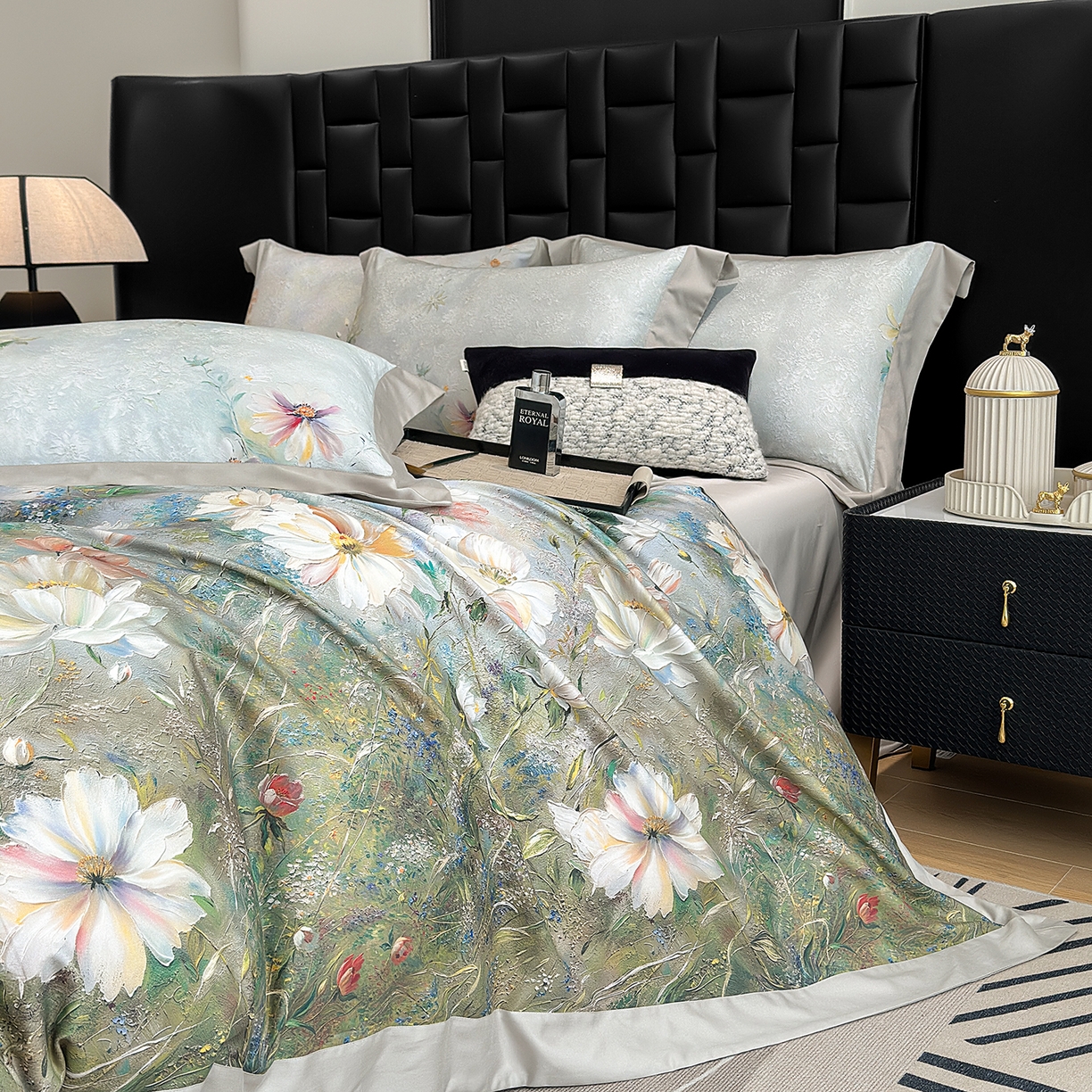 91家纺网 家纺一手货源 找家纺 元元家居（元元被业） 2026新款天丝棉四季款四件套-炫彩系列 春意