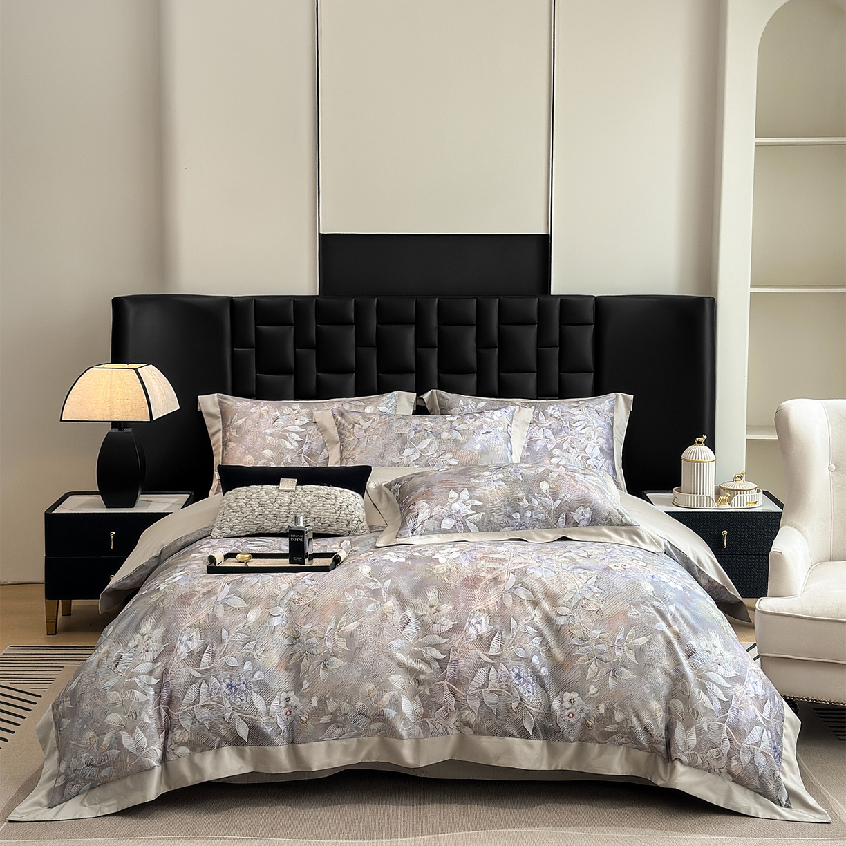 91家纺网 家纺一手货源 找家纺 元元家居（元元被业） 2026新款天丝棉四季款四件套-炫彩系列 花无缺