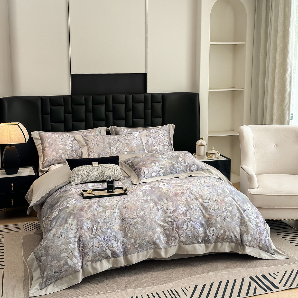 91家纺网 家纺一手货源 找家纺 元元家居（元元被业） 2026新款天丝棉四季款四件套-炫彩系列 花无缺