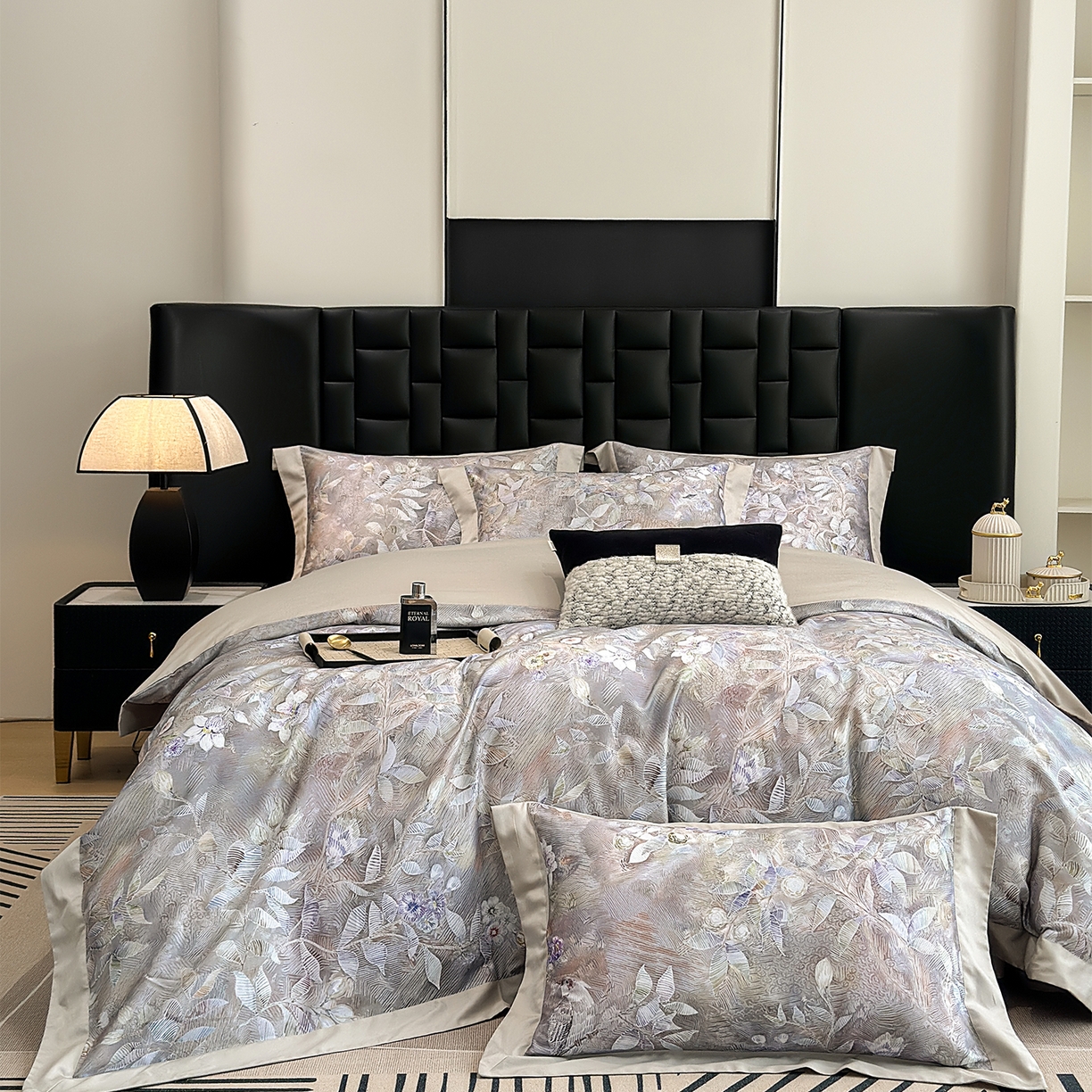 91家纺网 家纺一手货源 找家纺 元元家居（元元被业） 2026新款天丝棉四季款四件套-炫彩系列 花无缺