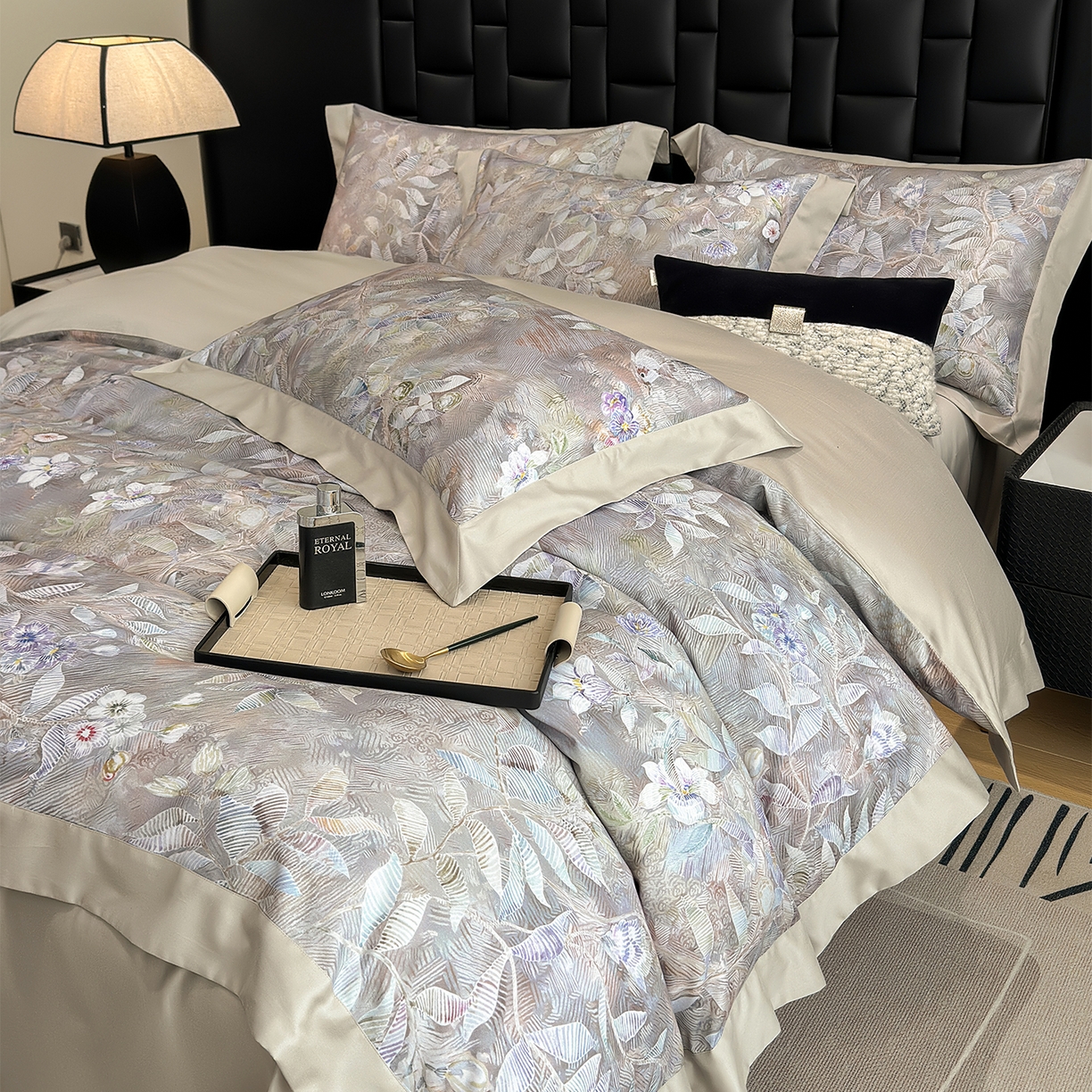 91家纺网 家纺一手货源 找家纺 元元家居（元元被业） 2026新款天丝棉四季款四件套-炫彩系列 花无缺